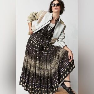 Free People RARE Feelings Tiered Maxi Boho Whimsigoth Dress Multicolor Size M